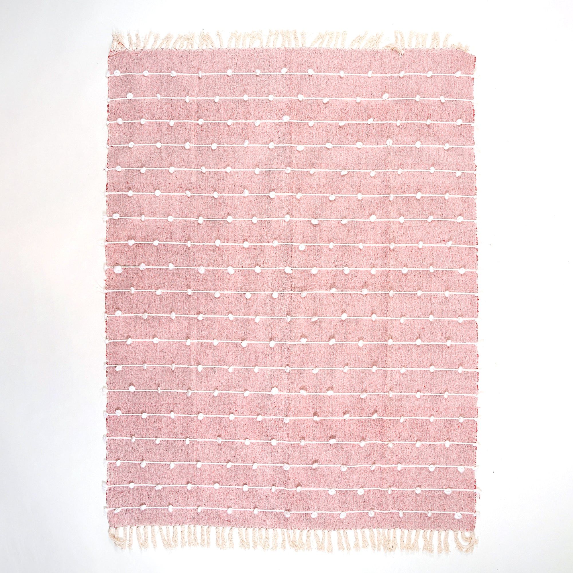 Pink Cotton Custom Woven Throw Blanket For Living Room